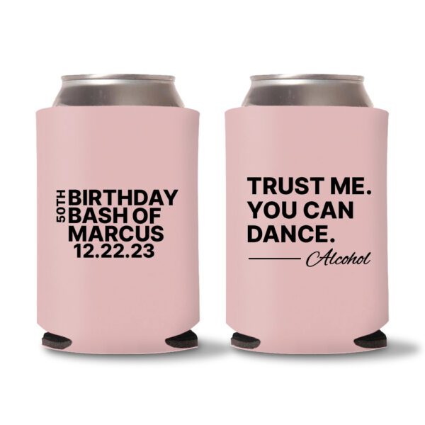 50th birthday koozie D23- Baby Pink