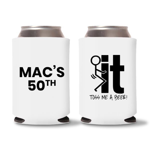 50th birthday koozie D24- White