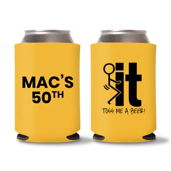 50th birthday koozie D24- Yellow