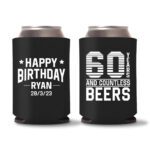 60th Birthday Koozies 11 - Black