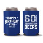 60th Birthday Koozies 11 - Blue