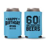 60th Birthday Koozies 11 - Cyan