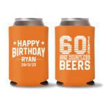 60th Birthday Koozies 11 - Orange