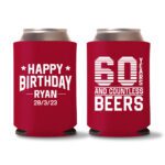 60th Birthday Koozies 11 - Red