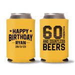 60th Birthday Koozies 11 - Yellow