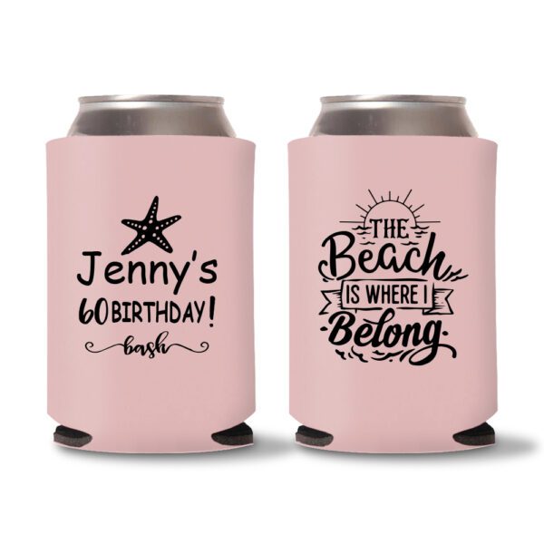 60th Birthday Koozies 13 - Baby Pink