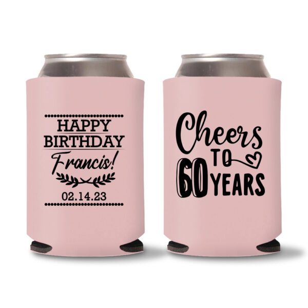 60th Birthday Koozies 14 - Baby Pink