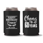 60th Birthday Koozies 14 - Black