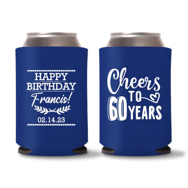 60th Birthday Koozies 14 - Blue