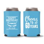 60th Birthday Koozies 14 - Cyan