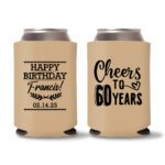 60th Birthday Koozies 14 - Light Brown