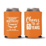 60th Birthday Koozies 14 - Orange