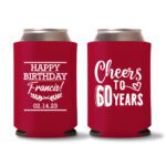 60th Birthday Koozies 14 - Red