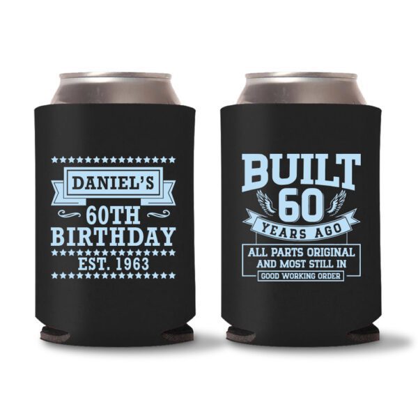 60th Birthday Koozies 15 - Black