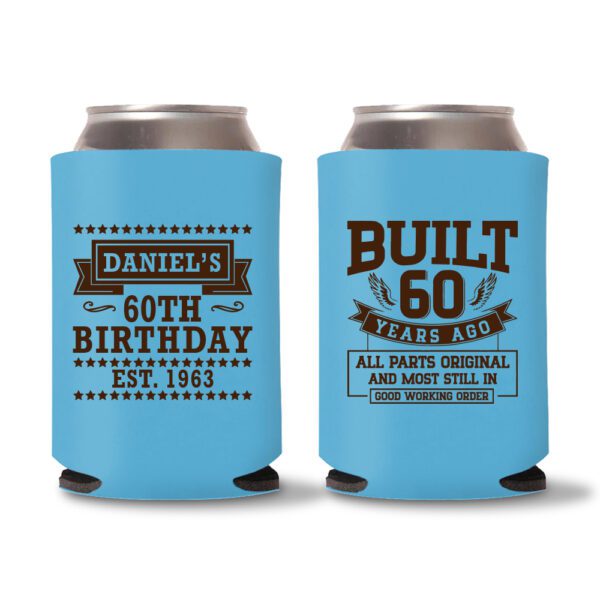 60th Birthday Koozies 15 - Cyan