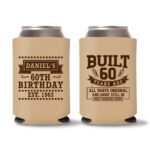 60th Birthday Koozies 15 - Light Brown