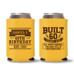 60th Birthday Koozies 15 - Yellow