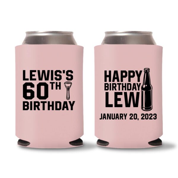 60th Birthday Koozies 16 - Baby Pink