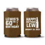 60th Birthday Koozies 16 - Dark Brown
