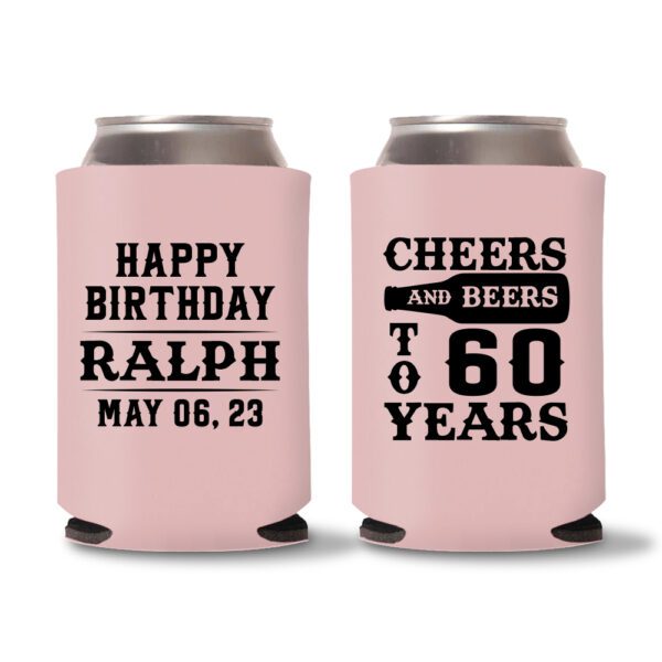 60th Birthday Koozies 17 - Baby Pink