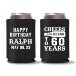 60th Birthday Koozies 17 - Black