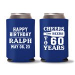 60th Birthday Koozies 17 - Blue