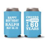 60th Birthday Koozies 17 - Cyan