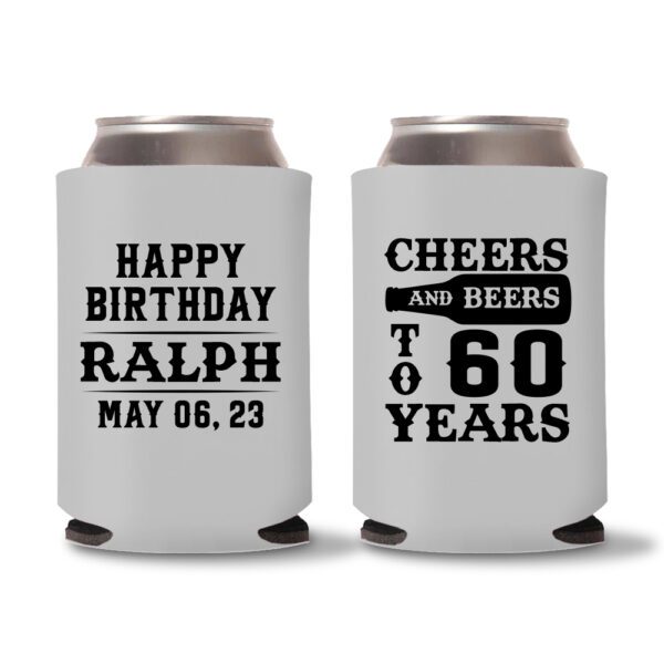 60th Birthday Koozies 17 - Gray