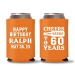 60th Birthday Koozies 17 - Orange