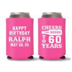 60th Birthday Koozies 17 - Pink
