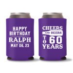 60th Birthday Koozies 17 - Purple