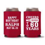 60th Birthday Koozies 17 - Red