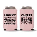60th Birthday Koozies 18 - Baby Pink