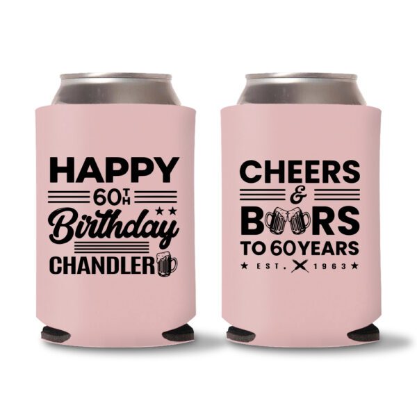 60th Birthday Koozies 18 - Baby Pink