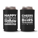 60th Birthday Koozies 18 - Black