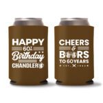 60th Birthday Koozies 18 - Dark Brown