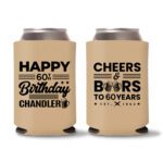 60th Birthday Koozies 18 - Light Brown
