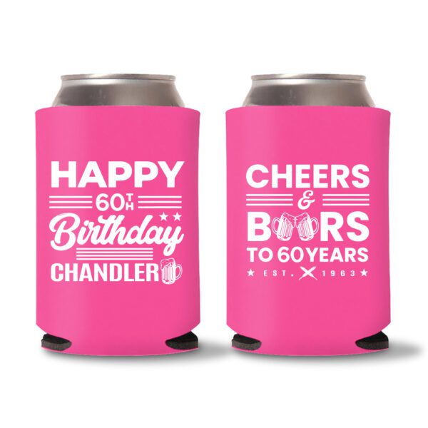 60th Birthday Koozies 18 - Pink