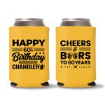 60th Birthday Koozies 18 - Yellow