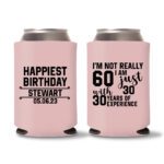60th Birthday Koozies 19 - Baby Pink