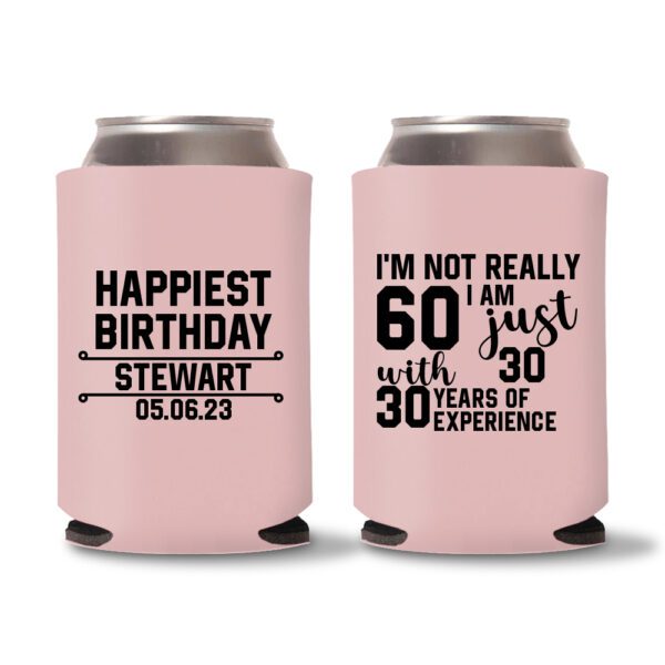 60th Birthday Koozies 19 - Baby Pink