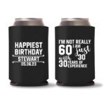 60th Birthday Koozies 19 - Black