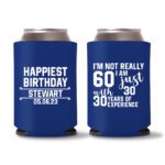 60th Birthday Koozies 19 - Blue