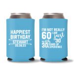 60th Birthday Koozies 19 - Cyan