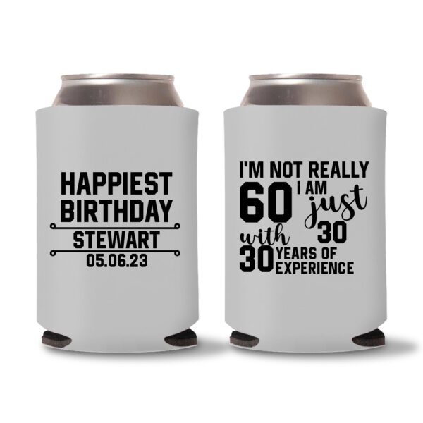 60th Birthday Koozies 19 - Gray