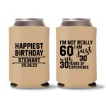 60th Birthday Koozies 19 - Light Brown