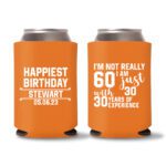 60th Birthday Koozies 19 - Orange