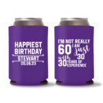 60th Birthday Koozies 19 - Purple