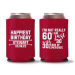 60th Birthday Koozies 19 - Red