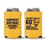60th Birthday Koozies 19 - Yellow